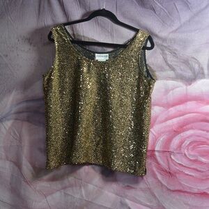 Sparkly Tank Top Gold Glitter SZ L